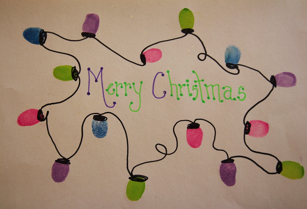 Fingerprint Christmas Lights Craft | Grasping for Objectivity