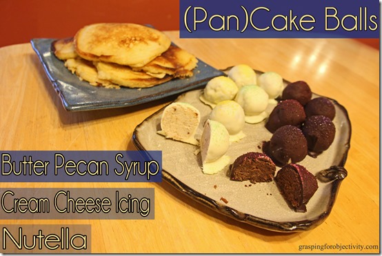 (Pan)Cake Balls - Cake Balls made out of pancakes with Nutella and Cream Cheese Icing recipe variations.