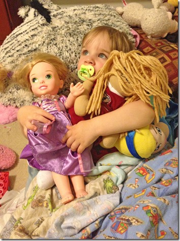 Toddler with Stuffed Animals